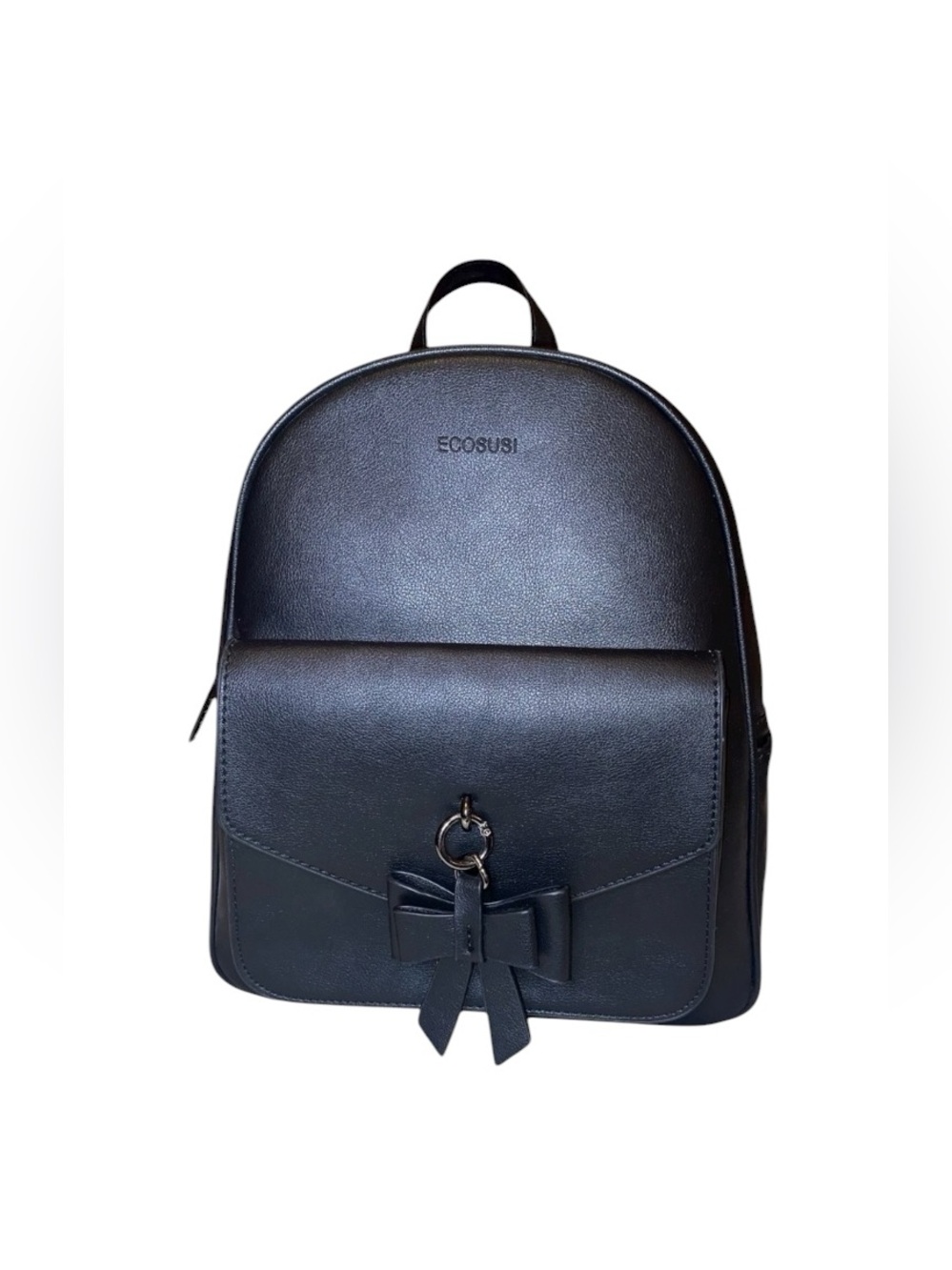 ECOSUSI Mini Leather Satchel Backpack Adjustable Straps + Handle in Black